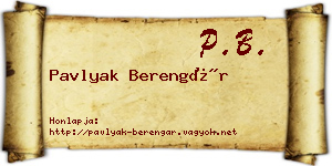 Pavlyak Berengár névjegykártya